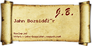 Jahn Bozsidár névjegykártya